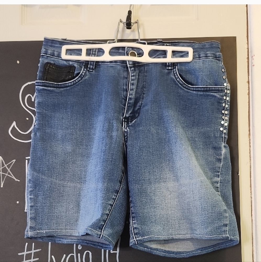 Studded Blue Denim Shorts
